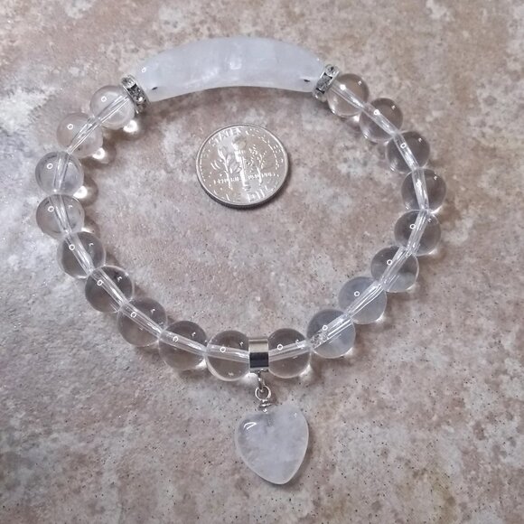 NatureLoversJewelry Jewelry - Clear/White Quartz Bar Bracelet - Fits 6.5-7" Wrist - Massive Quartz Load!